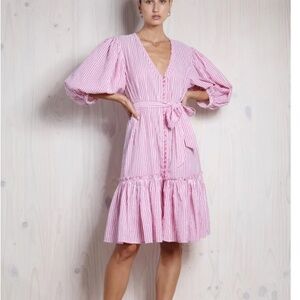 Lola Australia Rita Candy Stripe Cotton Midi Dress Size Medium
